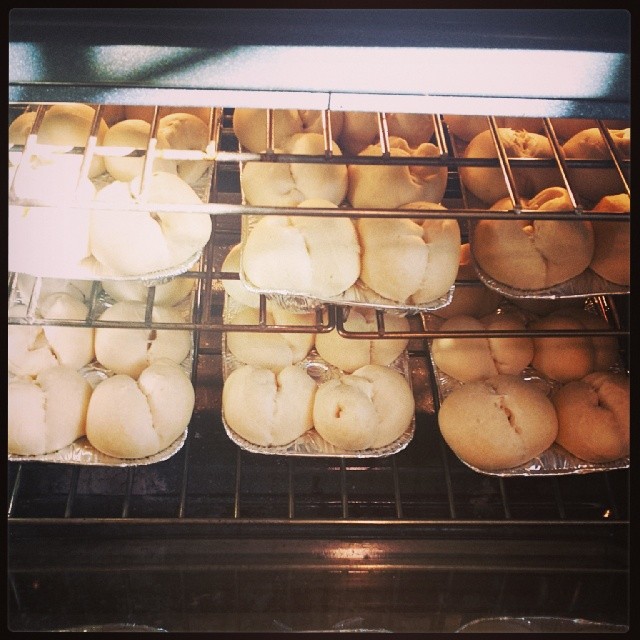 Rolls baking in the oven